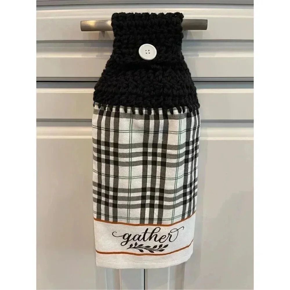 Crochet Top Kitchen Towel- Gather Checkered